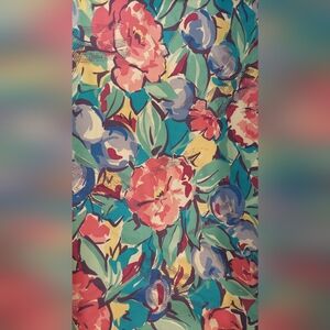 1990s Vintage Utica Exotica Multi Floral Twin Fitted Sheet/Pillowcase For Crafts